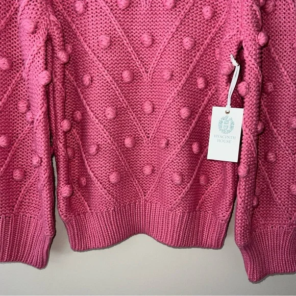 NEW Hyacinth House TUCKERNUCK Punchy Pink Pom Pom Lainey Sweater Women's Medium - Picture 5 of 10
